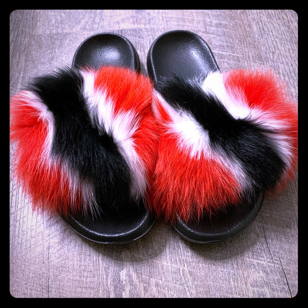 Trinidad fur slide slippers